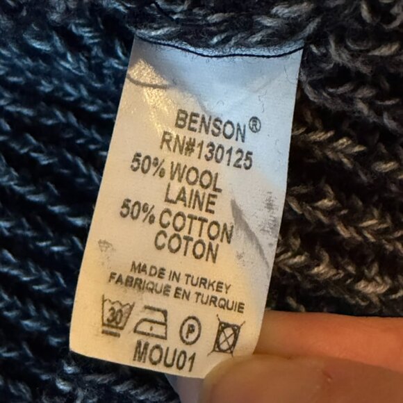 Benson Men’s Wool Cotton Knit Shawl Collar Cardigan Sz M Grandpa Cozy Chunky - Picture 4 of 6